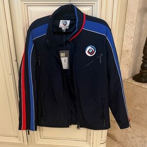 BMW Men's Dark Blue Jacket with Red and Blue Accents XXL
